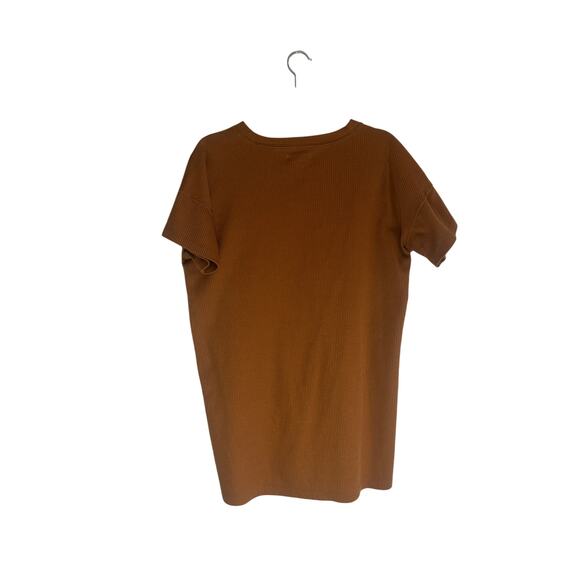 Madewell Women's Ribbed Pocket T-Shirt M Short Sleeve Casual Rust Brown - Picture 10 of 14